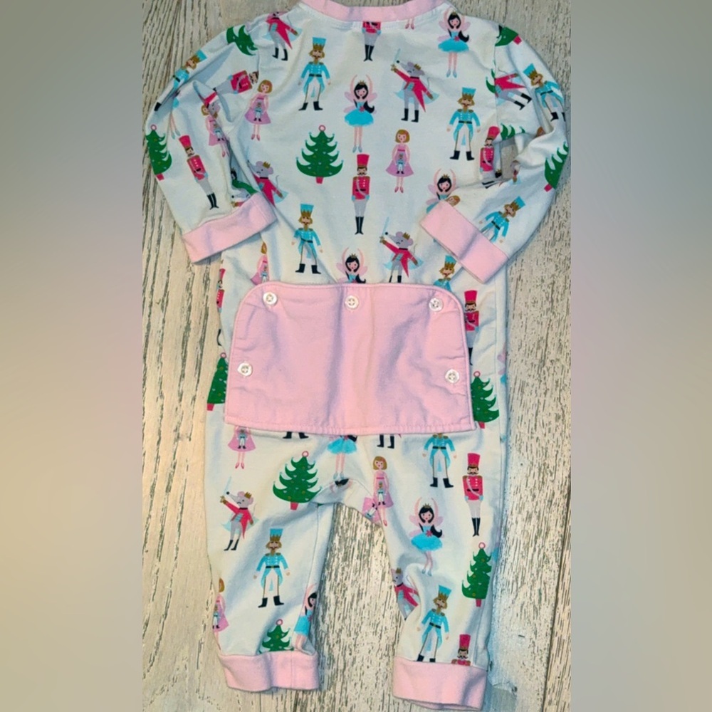 Cecil & Lou Pastel Zipper Nutcracker Ballet Pajamas 12M drop seat flap Pristine